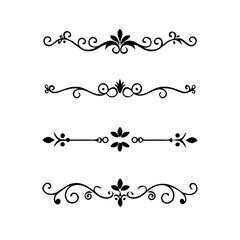 Text dividers with hearts doodle set. Wedding decorative elements. Divider ornament, borders, arrows. Hand drawn vector illustration isolated on white background
