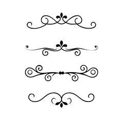 Text dividers with hearts doodle set. Wedding decorative elements. Divider ornament, borders, arrows. Hand drawn vector illustration isolated on white background
