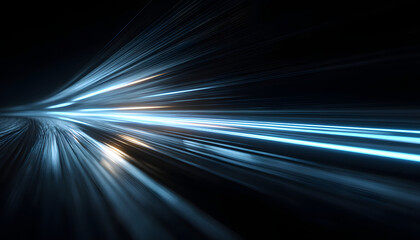 Bright blue diagonal light streaks against a dark background, creating a futuristic and dynamic visual effect.