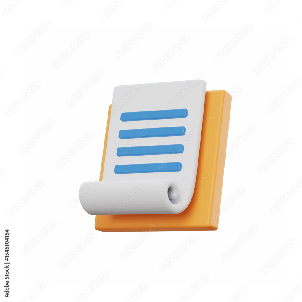 Fototapete 3d render of document icon clean, modern design for business and website