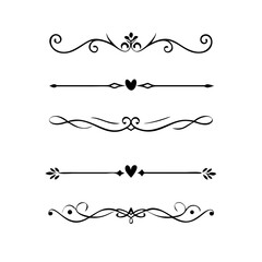 Fototapeta premium flowers, design elements.Vector design element.Gold text dividers doodle set. Wedding decorative elements. ornament, borders, floral, vintage line separators. Hand drawn vector illustration.