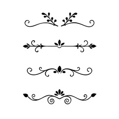 flowers, design elements.Vector design element.Gold text dividers doodle set. Wedding decorative elements. ornament, borders, floral, vintage line separators. Hand drawn vector illustration.