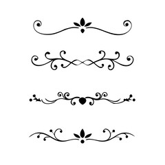 flowers, design elements.Vector design element.Gold text dividers doodle set. Wedding decorative elements. ornament, borders, floral, vintage line separators. Hand drawn vector illustration.