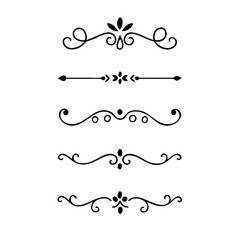flowers, design elements.Vector design element.Gold text dividers doodle set. Wedding decorative elements. ornament, borders, floral, vintage line separators. Hand drawn vector illustration.