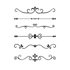 flowers, design elements.Vector design element.Gold text dividers doodle set. Wedding decorative elements. ornament, borders, floral, vintage line separators. Hand drawn vector illustration.