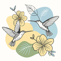 hummingbird and flowers