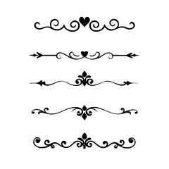 Obraz premium flowers, design elements.Vector design element.Gold text dividers doodle set. Wedding decorative elements. ornament, borders, floral, vintage line separators. Hand drawn vector illustration.