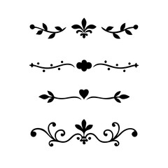 flowers, design elements.Vector design element.Gold text dividers doodle set. Wedding decorative elements. ornament, borders, floral, vintage line separators. Hand drawn vector illustration.