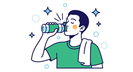 Refreshing Hydration Man Drinking Water After Workout