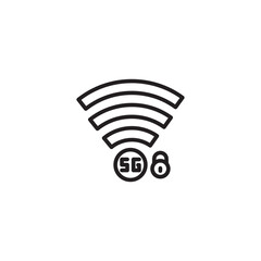 A black and white line icon of a strong Wi-Fi signal with "5G" and a padlock symbol, signifying secure 5G network connectivity.