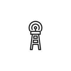 A simple line icon depicts a communication tower emitting wireless signals, symbolizing network transmission or broadcasting.