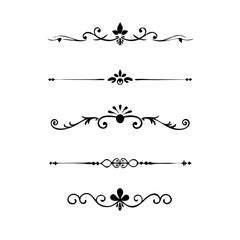 text dividers doodle set. Wedding decorative elements. Divider ornament, borders, floral, vintage line separators. Hand drawn vector illustration isolated on white background. Set page dividers.	