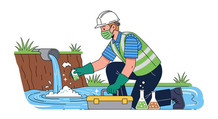 Environmental Scientist Collecting Water Sample for Analysis