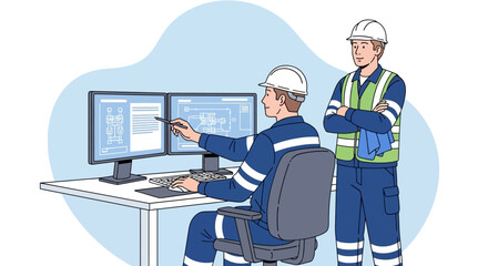 Industrial Engineers Collaborating on Computer-Aided Design