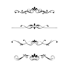 text dividers doodle set. Wedding decorative elements. Divider ornament, borders, floral, vintage line separators. Hand drawn vector illustration isolated on white background. Set page dividers.	