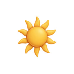 Bright and Cheerful Yellow Sun Icon with Stylized Rays for Summer and Sunshine Themes Transparent background or png