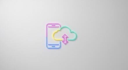 Rainbow Pixel Art Phone and Cloud Data Transfer