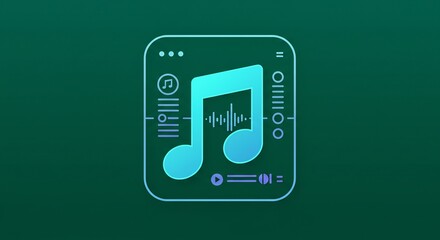 Teal Music App Icon with Pixel Art Note and Waveform