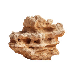 Obraz premium Unique Natural Rock Formation with Intricate Textures and Cavities for Scenic or Geologic Use Transparent background or png