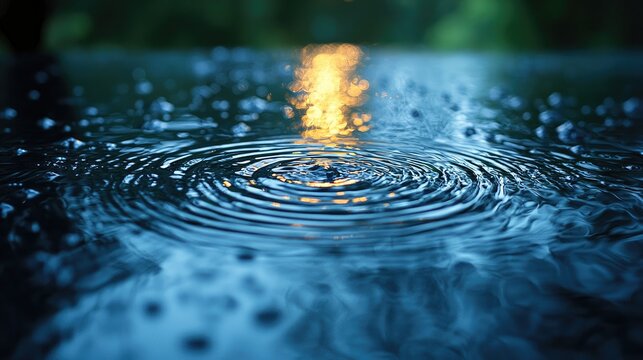 Moody Wet Surface Reflecting Soft Blue Light - Powered by Adobe