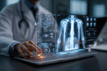 Telemedicine AI technology, doctor use AI telemedicine for diagnosis, care, health and treatment patient in future, Medical research and development innovation technology to improve healthcare