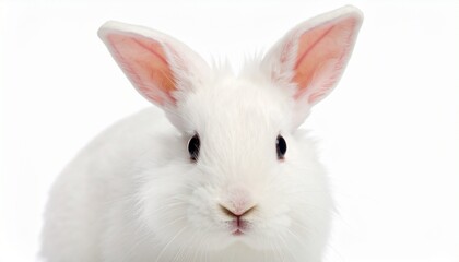white rabbit on white background
