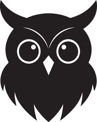 Owl Head Silhouette in Black | Wild Bird Face Illustration Vector Format
