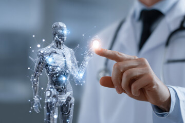 Telemedicine AI technology, doctor use AI telemedicine for diagnosis, care, health and treatment patient in future, Medical research and development innovation technology to improve healthcare