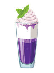 Sweet Purple Drink with Cream Topping - Vector Illustration