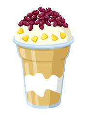 Sweet Ice Cream Cone with Red Beans - Vector Illustration