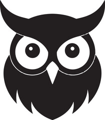 Owl Head Silhouette in Black | Wild Bird Face Illustration Vector Format