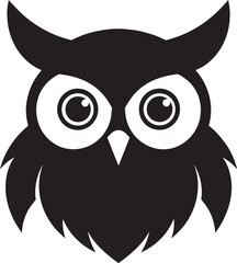 Owl Head Silhouette in Black | Wild Bird Face Illustration Vector Format