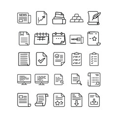 Vector art of collection of document and file icons isolated on white background