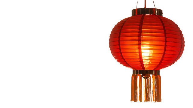 A red lantern with gold designs isolated