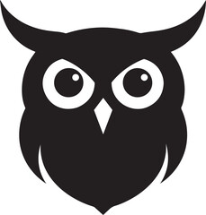Owl Head Silhouette in Black | Wild Bird Face Illustration Vector Format