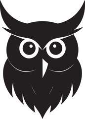 Owl Head Silhouette in Black | Wild Bird Face Illustration Vector Format