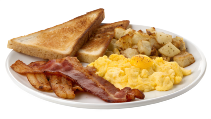 Classic American Breakfast with Eggs and Crispy Bacon