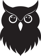Owl Head Silhouette in Black | Wild Bird Face Illustration Vector Format