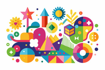 Naklejka premium Ideal for creative projects needing a fun, energetic 80s/90s aesthetic.