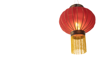 A red lantern with gold designs isolated