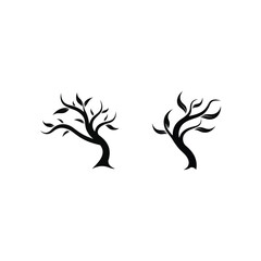 Fototapeta premium Vector art of two simple tree branch silhouettes isolated on white background
