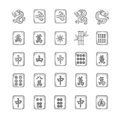 doodle icon illustration mahjong 