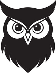 Owl Head Silhouette in Black | Wild Bird Face Illustration Vector Format