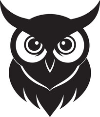 Owl Head Silhouette in Black | Wild Bird Face Illustration Vector Format
