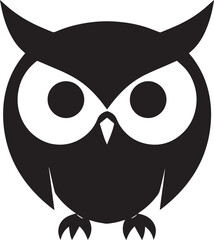 Owl Head Silhouette in Black | Wild Bird Face Illustration Vector Format