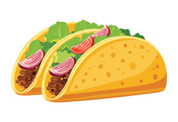 Savory Taco with Purple Onion Topping - Vector Illustration