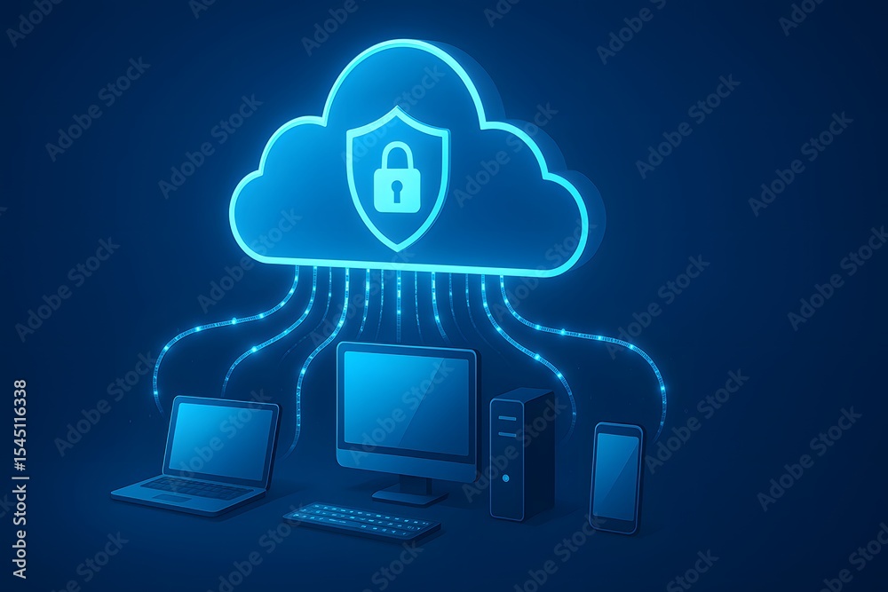 Poster Secure Cloud Storage Concept with Computer and Smartphone Devices