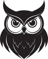 Owl Head Silhouette in Black | Wild Bird Face Illustration Vector Format