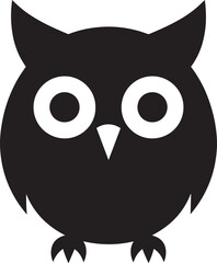 Owl Head Silhouette in Black | Wild Bird Face Illustration Vector Format