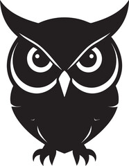 Owl Head Silhouette in Black | Wild Bird Face Illustration Vector Format